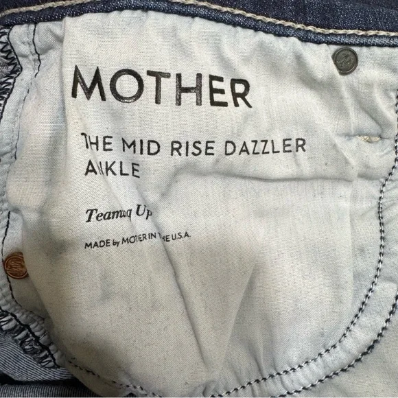 Mother Mid Rise Dazzler Ankle Straight Leg Wash Teaming Up Size 27 $248 - Picture 9 of 11